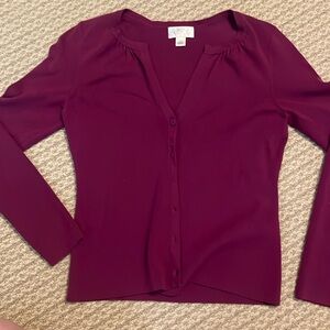 LOFT Magenta v neck cardigan XS